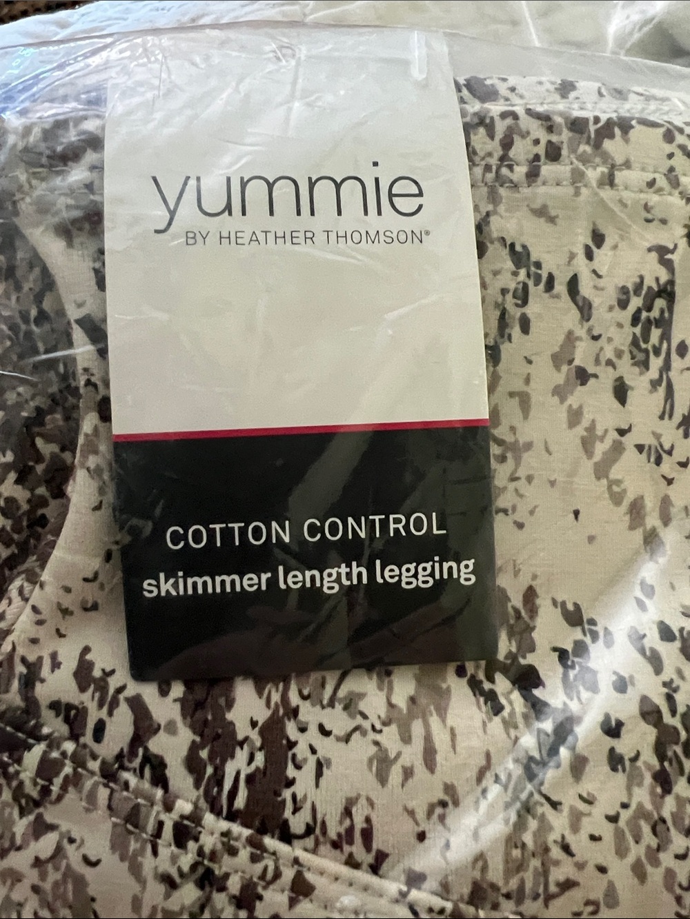 Yummie Heather Thomson Beige Snakeskin Printed Cotton Skimmer Legging sz L NWT